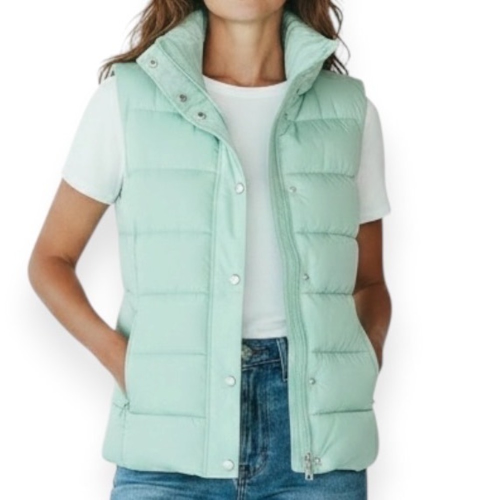 Old Navy Puffer Vest Mint Green Winter Excellent Small Women